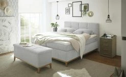 uno Bettbank mit Stauraum Eleonor | Hellgrau