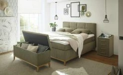 uno Bettbank mit Stauraum Eleonor | Lindgrün