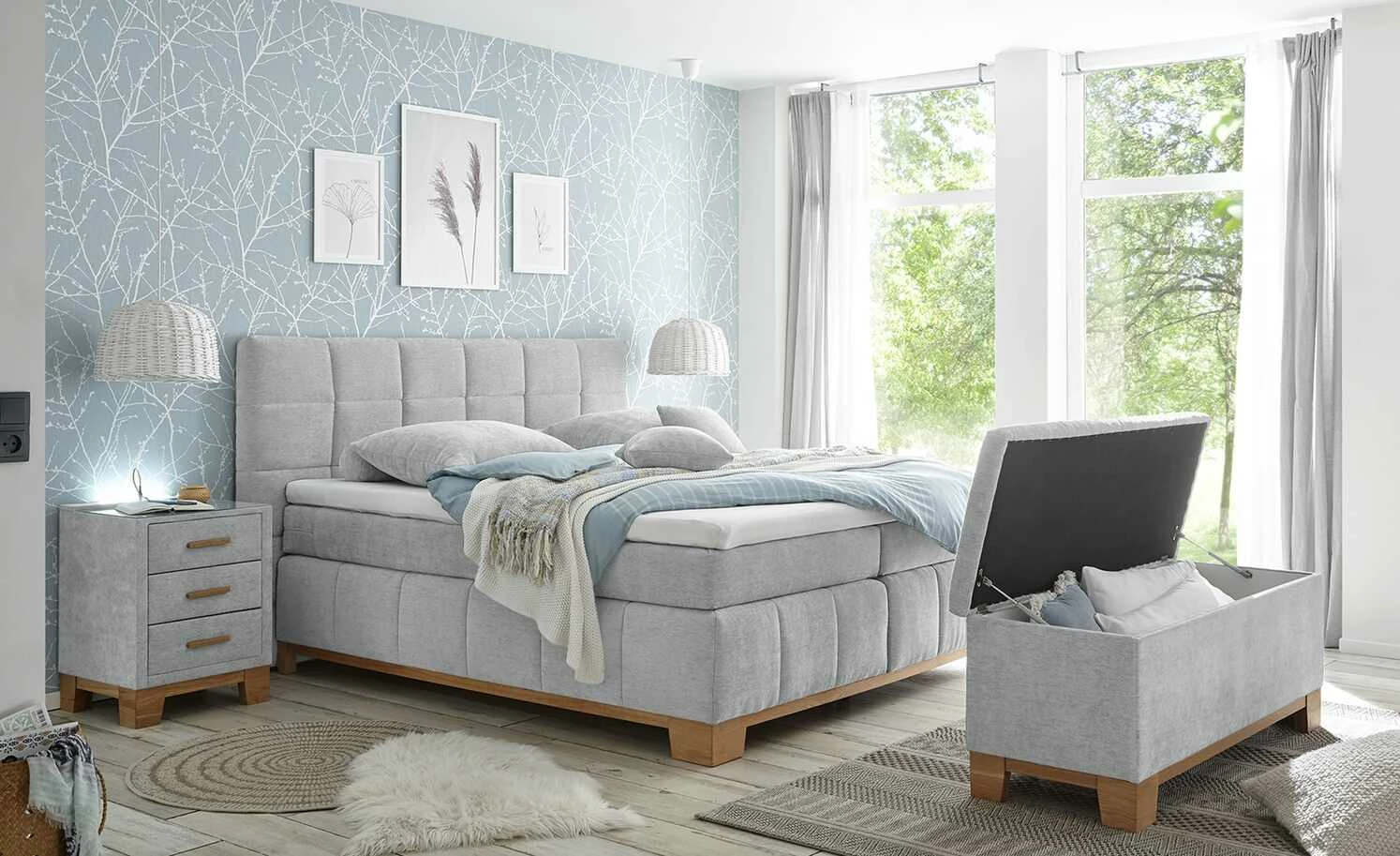 uno Bettbank mit Stauraum Bent | Hellgrau 1 uno Bettbank mit Stauraum Bent | Hellgrau