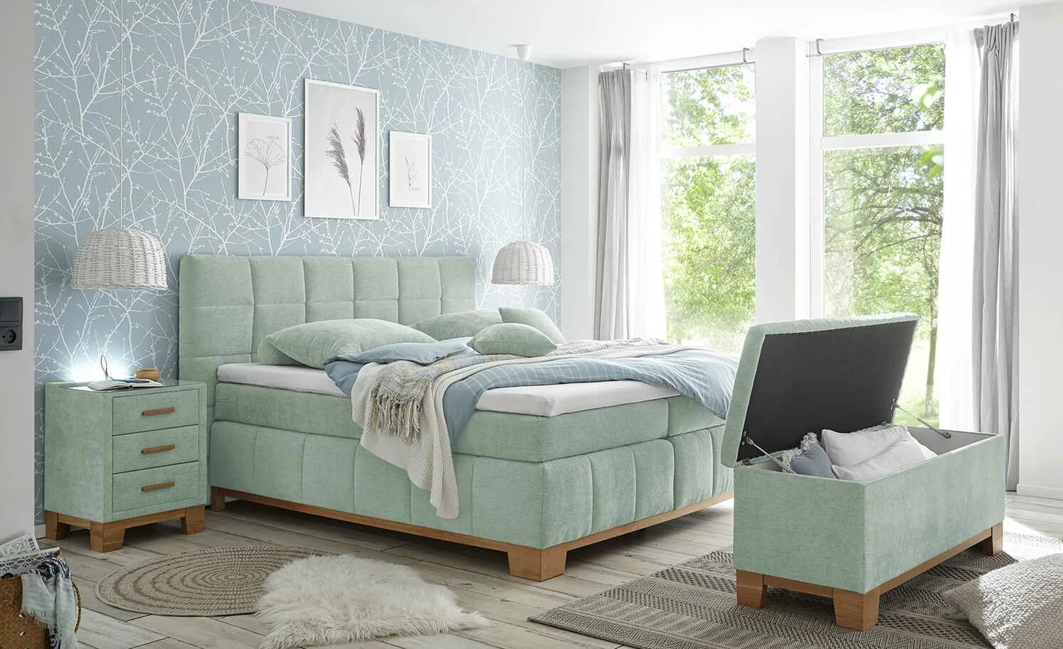 uno Bettbank mit Stauraum Bent | Mint 1 uno Bettbank mit Stauraum Bent | Mint