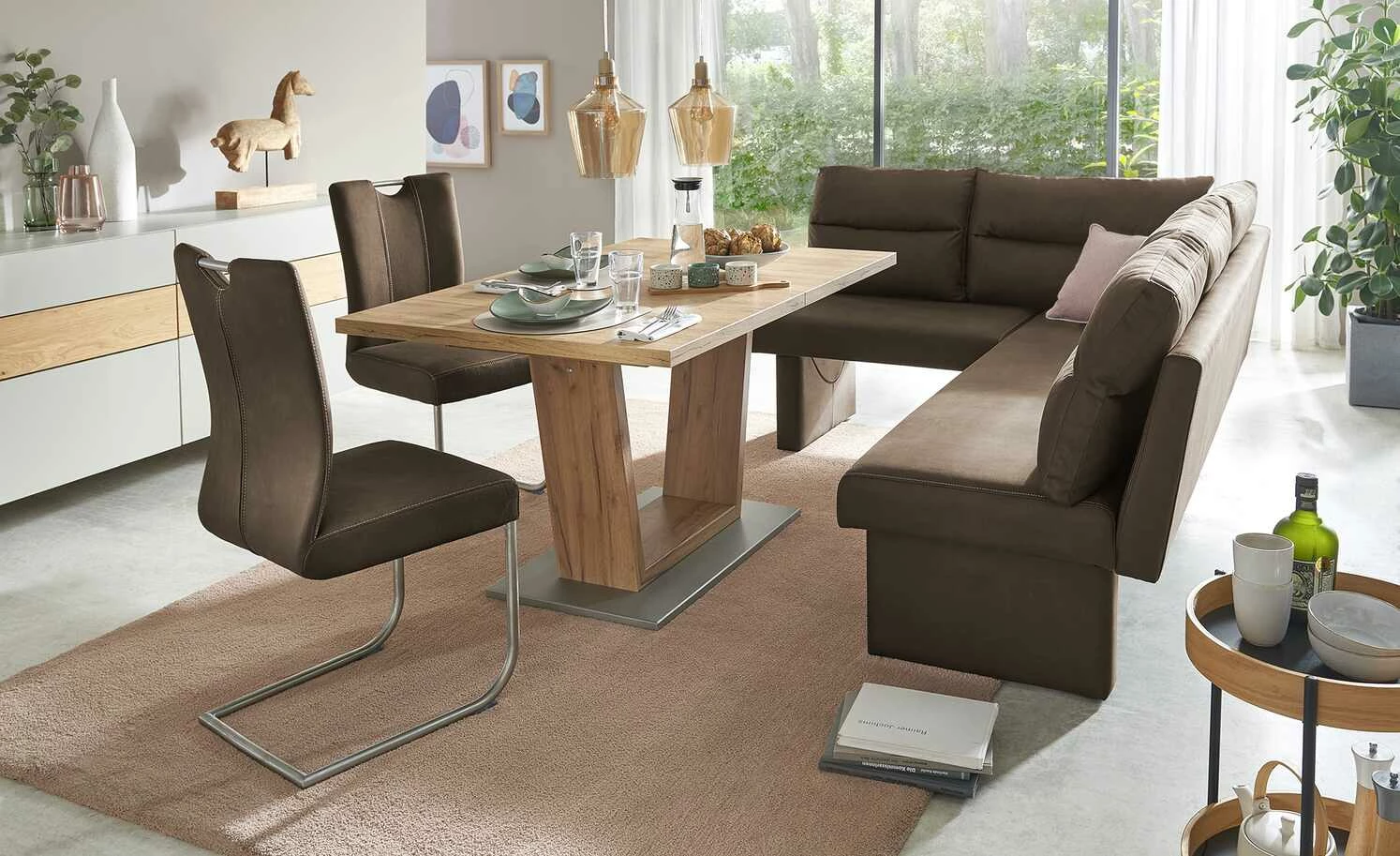 Mikrofaser Polster- Eckbank Pina | Braun rechts 1 Mikrofaser Polster- Eckbank Pina | Braun rechts