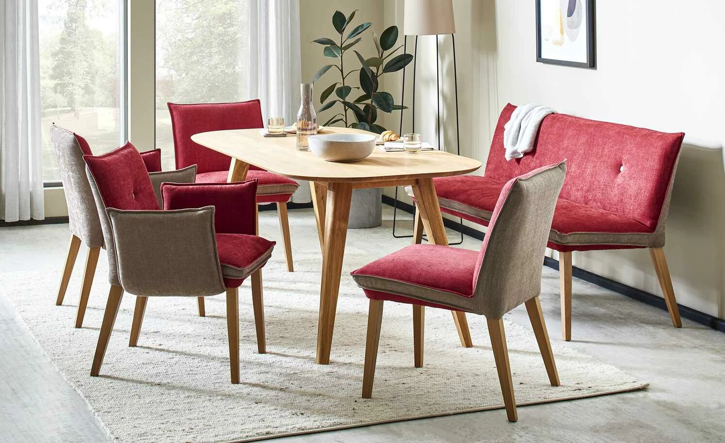 Woodford Polsterbank Sunna | Kombi Rosso (Rot) / Beige 159|cm 2 Woodford Polsterbank Sunna | Kombi Rosso (Rot) / Beige 159|cm – Bild 2