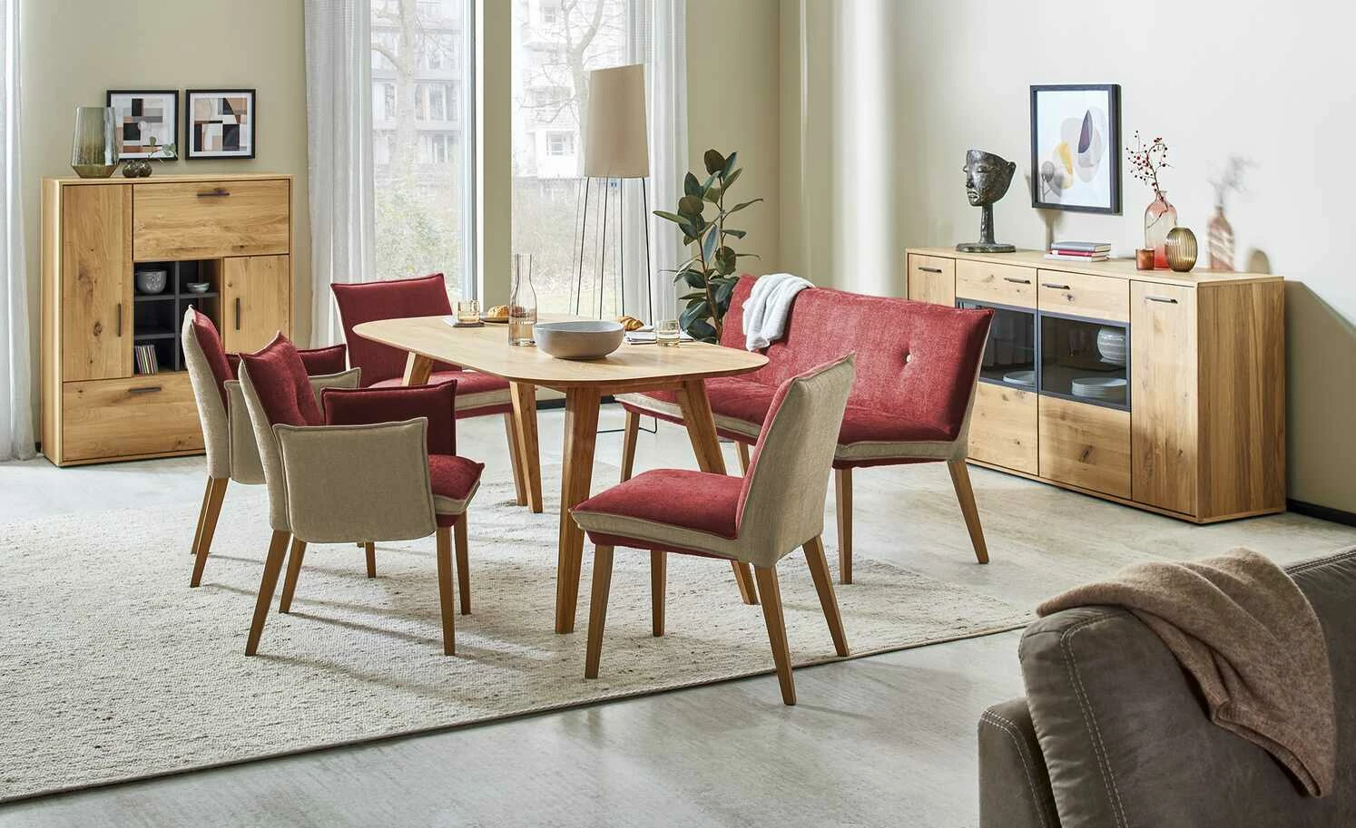 Woodford Polsterbank Sunna | Kombi Rosso (Rot) / Beige 159|cm 1 Woodford Polsterbank Sunna | Kombi Rosso (Rot) / Beige 159|cm