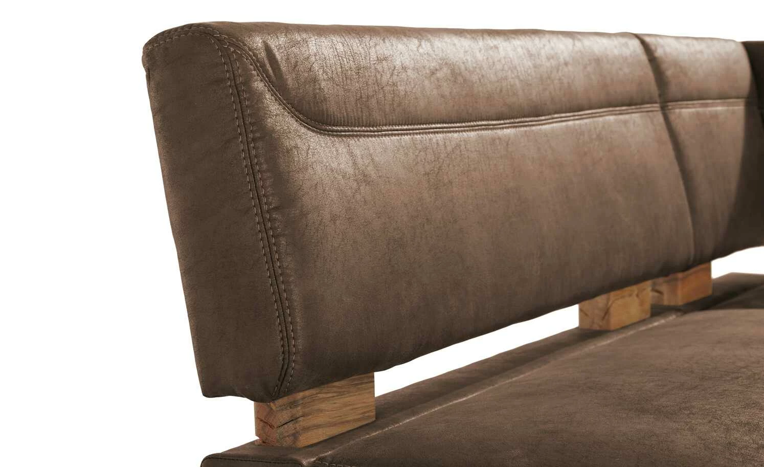 Polster-Eckbank massiv Floyd | Braun / Kontrastnaht Braun links 5 Polster-Eckbank massiv Floyd | Braun / Kontrastnaht Braun links – Bild 5