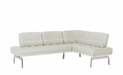 JOOP! Leder-Eckbank mit Sitztiefenverstellung Loft | Silber (Hellgrau)