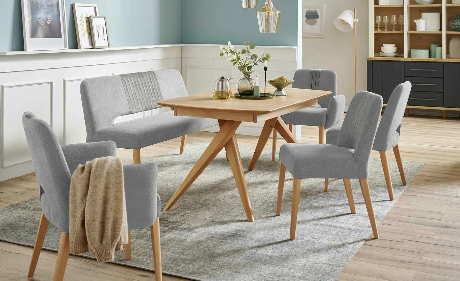 Woodford Polsterbank Ansgar | Cloud Gray (Grau) Buche 1 Woodford Polsterbank Ansgar | Cloud Gray (Grau) Buche