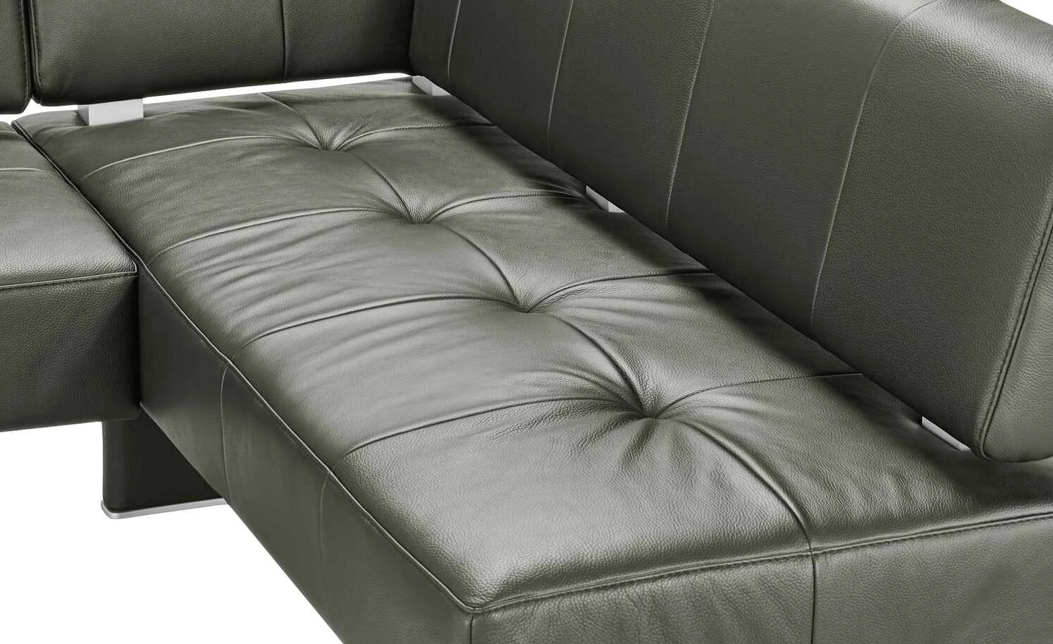 Leder-Eckbank Spider 2 | Zinn (Grau) links 3 Leder-Eckbank Spider 2 | Zinn (Grau) links – Bild 3