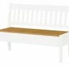 maison bleue Sitzbank mit Stauraum massiv Bendix | Weiß / laugenfarben 130,9|cm Nein