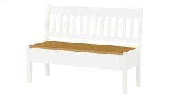 maison bleue Sitzbank mit Stauraum massiv Bendix | Weiß / laugenfarben 130,9|cm Nein