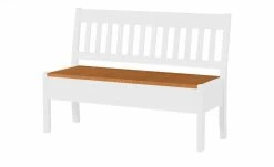 maison bleue Sitzbank mit Stauraum massiv Bendix | Weiß / bernsteinfarben 130,9|cm Nein