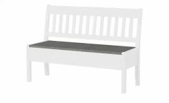 maison bleue Sitzbank mit Stauraum massiv Bendix | Weiß / Grau 130,9|cm Nein
