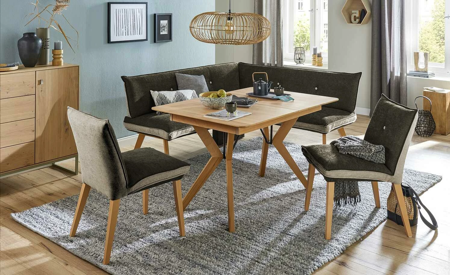 Woodford Eckbank Sunna | Kombi Grey (Grau / Beige) rechts Buche Schenkelmaß: 180 cm 1 Woodford Eckbank Sunna | Kombi Grey (Grau / Beige) rechts Buche Schenkelmaß: 180 cm