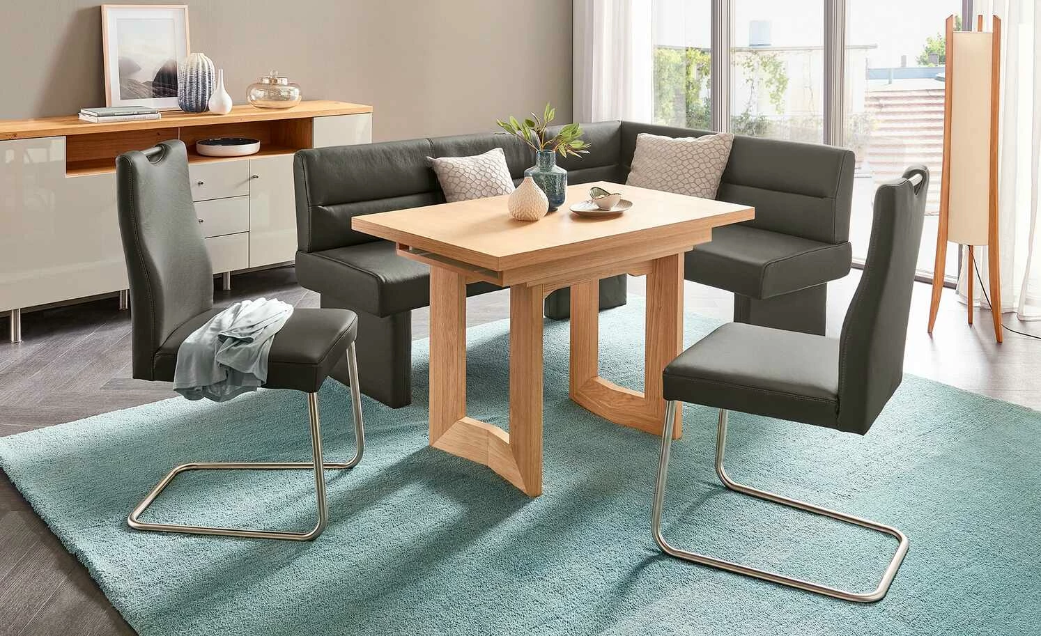 Leder-Eckbank Canto II | Zinn (Grau) links 1 Leder-Eckbank Canto II | Zinn (Grau) links