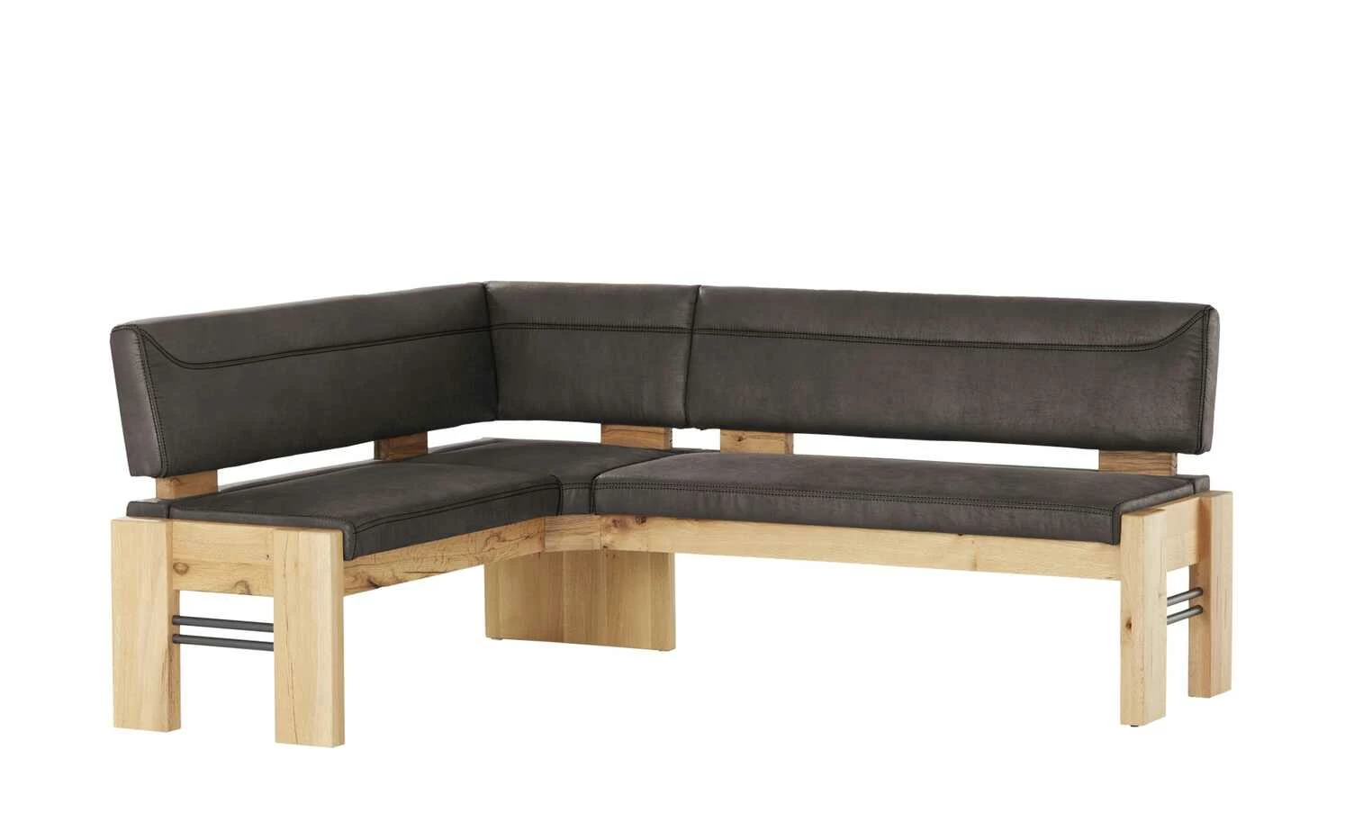 Polster-Eckbank massiv Floyd | Darkbrown (Dunkelbraun) / Kontrastnaht Schwarz rechts 1 Polster-Eckbank massiv Floyd | Darkbrown (Dunkelbraun) / Kontrastnaht Schwarz rechts