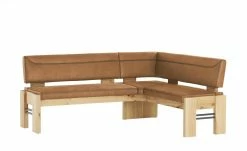 Polster-Eckbank massiv Floyd | Camel (Hellbraun) / Kontrastnaht Schwarz links
