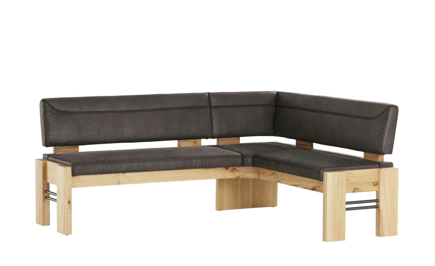 Polster-Eckbank massiv Floyd | Darkbrown (Dunkelbraun) / Kontrastnaht Schwarz links 1 Polster-Eckbank massiv Floyd | Darkbrown (Dunkelbraun) / Kontrastnaht Schwarz links