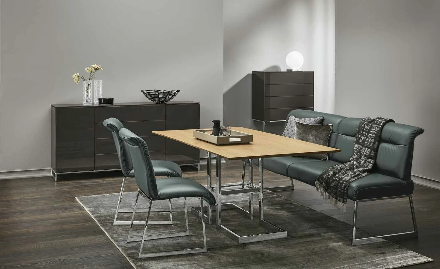 JOOP! Sitzbank Leder Cubic | Schiefer (Dunkelgrau) 183|cm 1 JOOP! Sitzbank Leder Cubic | Schiefer (Dunkelgrau) 183|cm