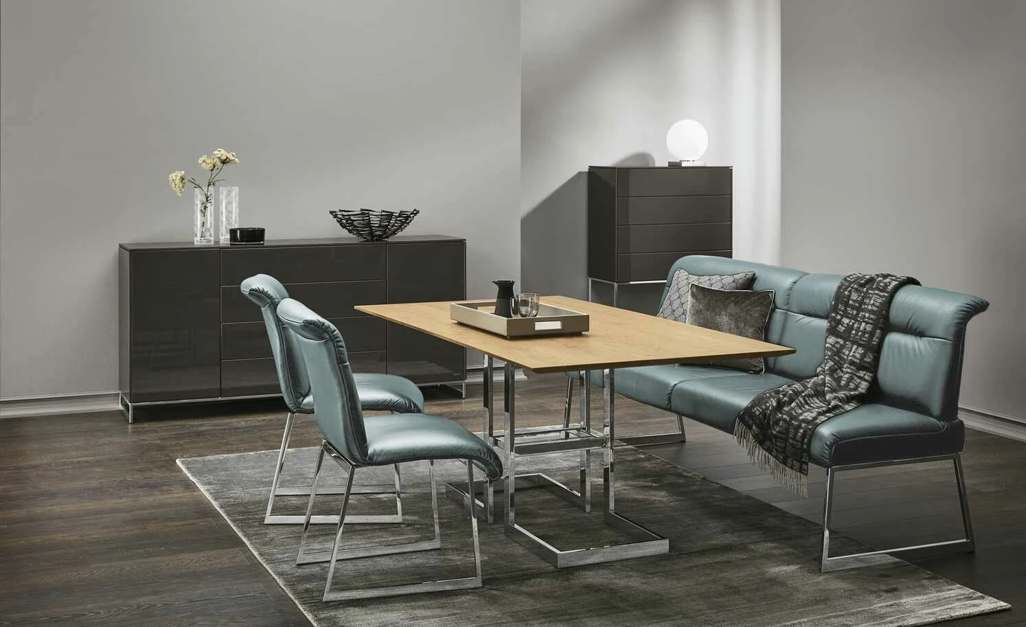 JOOP! Sitzbank Leder Cubic | Aqua (Blau) 183|cm 1 JOOP! Sitzbank Leder Cubic | Aqua (Blau) 183|cm