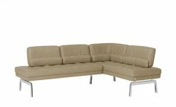 JOOP! Leder-Eckbank mit Sitztiefenverstellung Loft | Cappuccino (Hellbraun)