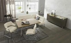 JOOP! Leder-Eckbank mit Sitztiefenverstellung Loft | Lava (Hellgrau)