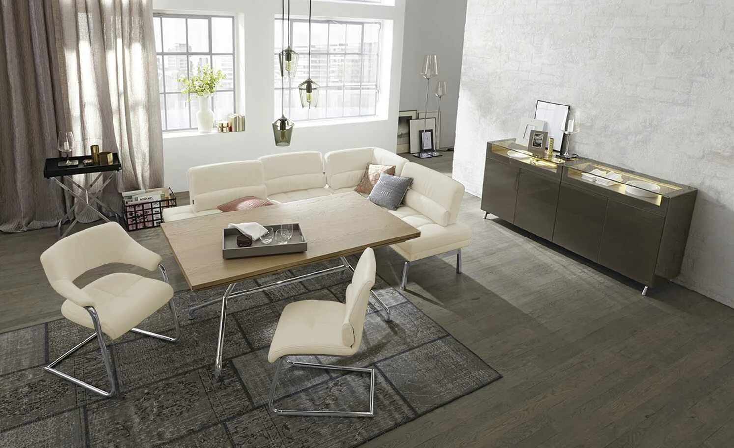 JOOP! Leder-Eckbank mit Sitztiefenverstellung Loft | Lava (Hellgrau) 1 JOOP! Leder-Eckbank mit Sitztiefenverstellung Loft | Lava (Hellgrau)