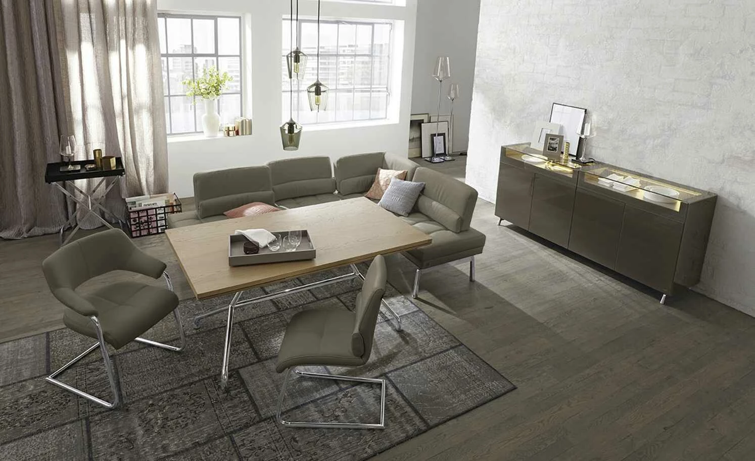 JOOP! Leder-Eckbank mit Sitztiefenverstellung Loft | Stone (Dunkelgrau) 1 JOOP! Leder-Eckbank mit Sitztiefenverstellung Loft | Stone (Dunkelgrau)