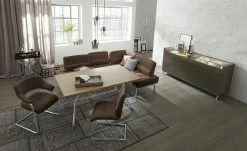 JOOP! Leder-Eckbank mit Sitztiefenverstellung Loft | Nougat (Dunkelbraun)