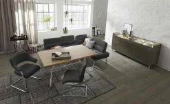 JOOP! Leder-Eckbank mit Sitztiefenverstellung Loft | Rabe (Schwarz)