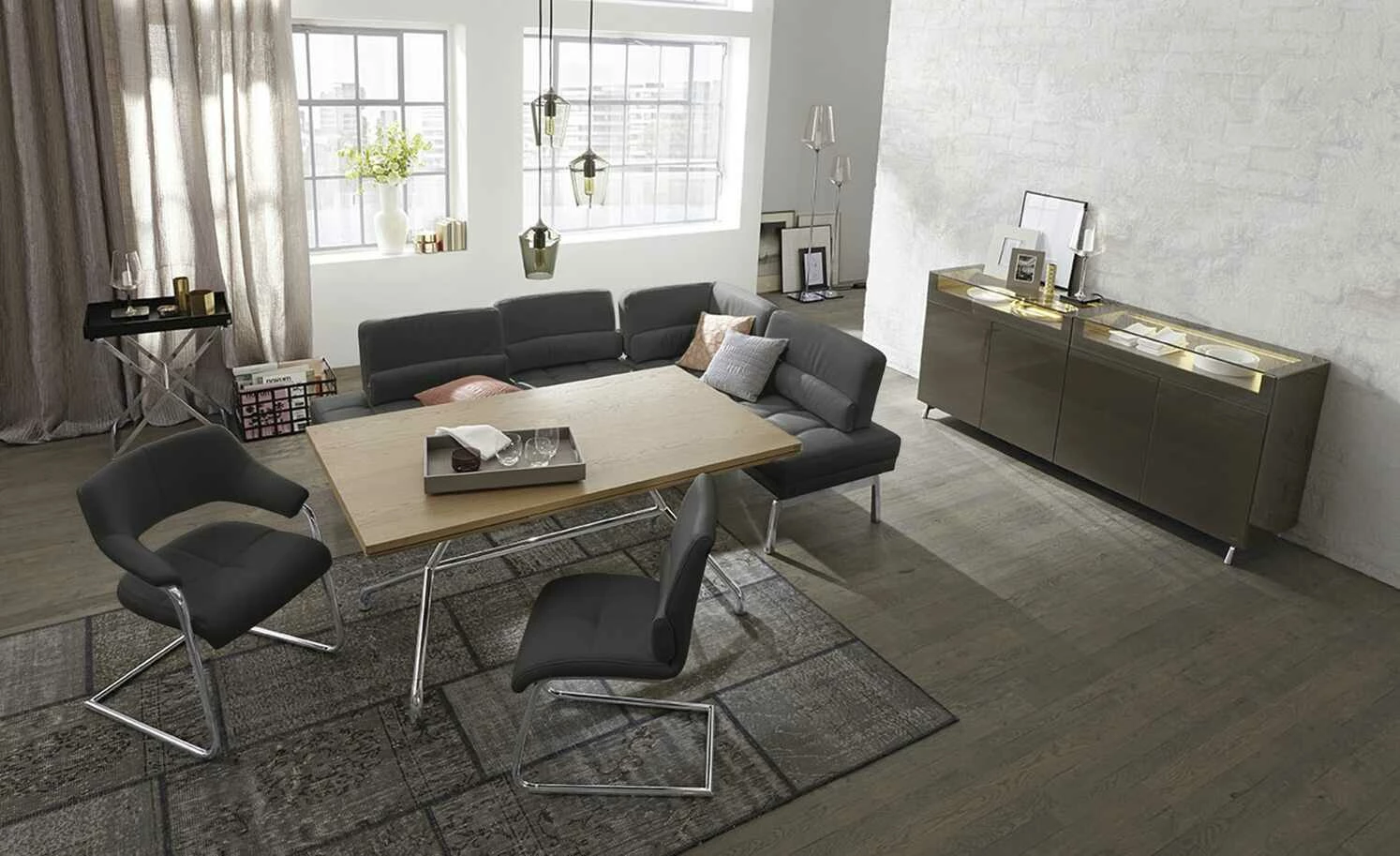 JOOP! Leder-Eckbank mit Sitztiefenverstellung Loft | Rabe (Schwarz) 1 JOOP! Leder-Eckbank mit Sitztiefenverstellung Loft | Rabe (Schwarz)