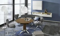 JOOP! Halbrunde Leder-Eckbank Lounge | Teer (Anthrazit) 213|cm