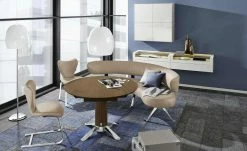 JOOP! Halbrunde Leder-Eckbank Lounge | Smoke (Hellbraun) 213|cm