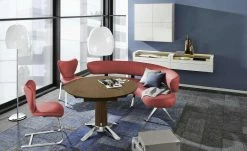 JOOP! Halbrunde Leder-Eckbank Lounge | Rosso (Rot) 213|cm