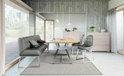 JOOP! Leder-Sitzbank Move | Zinn (Grau) 208|cm