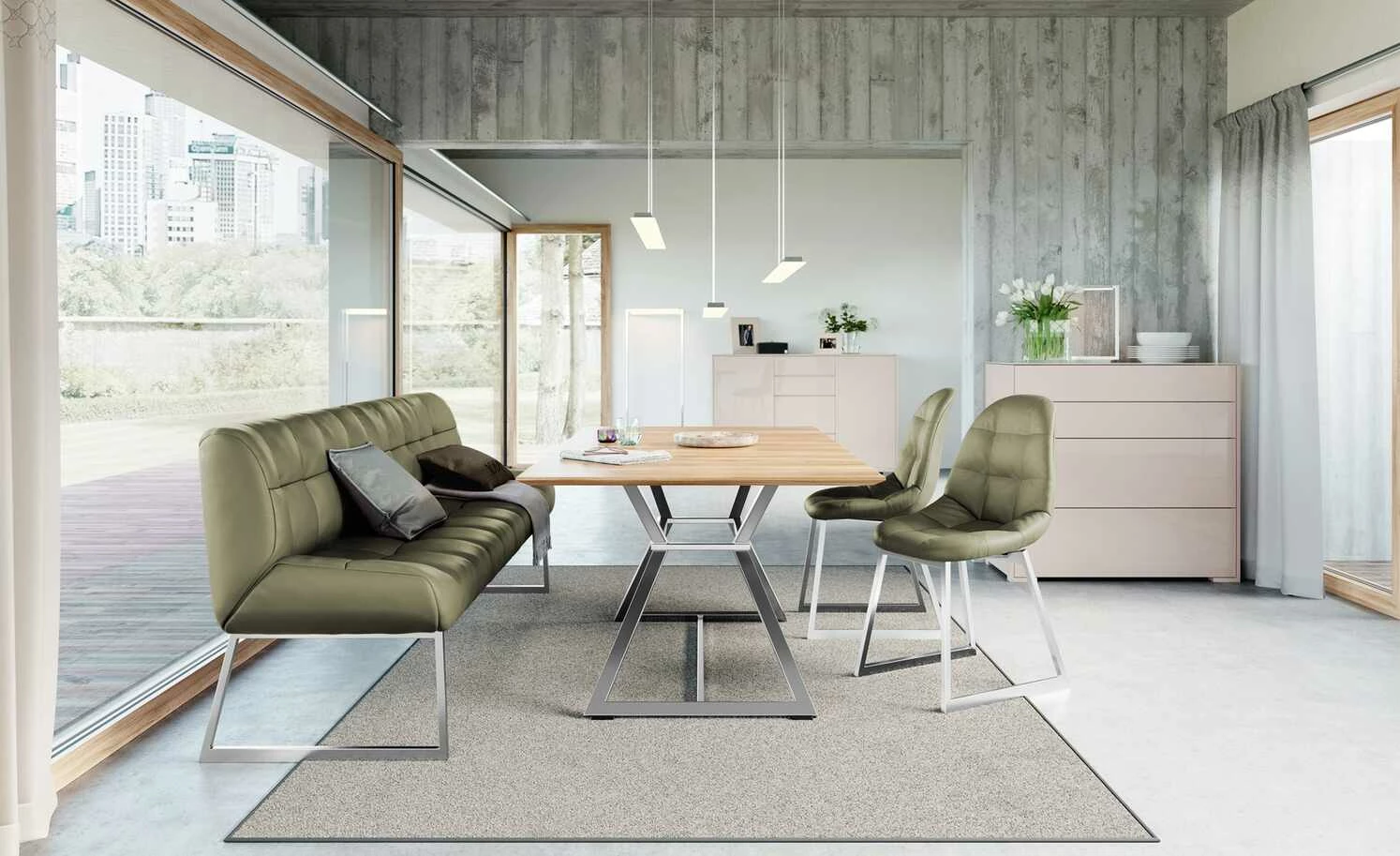 JOOP! Leder-Sitzbank Move | Zypresse (Dunkelgrün) 208|cm 1 JOOP! Leder-Sitzbank Move | Zypresse (Dunkelgrün) 208|cm