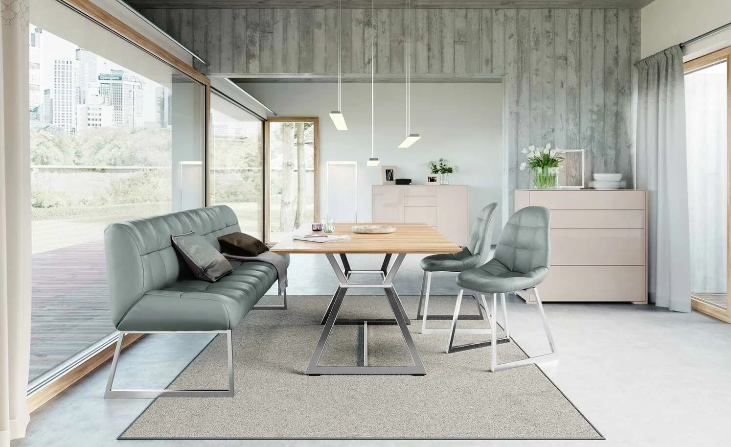 JOOP! Leder-Sitzbank Move | Azuro (Blau) 208|cm 1 JOOP! Leder-Sitzbank Move | Azuro (Blau) 208|cm