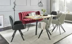 switch Küchensofa Velour meliert Rina | Bordeaux (Rot) 156|cm