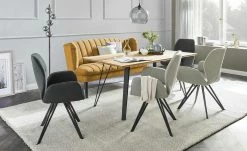 switch Küchensofa Velour meliert Rina | Amber (Senfgelb) 156|cm