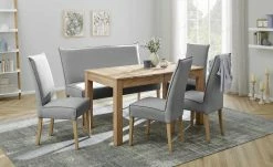 Woodford Polsterbank Gerda | Hellgrau 143|cm Eiche Bianco