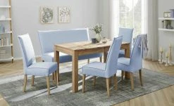 Woodford Polsterbank Gerda | Hellblau 163|cm Eiche Bianco