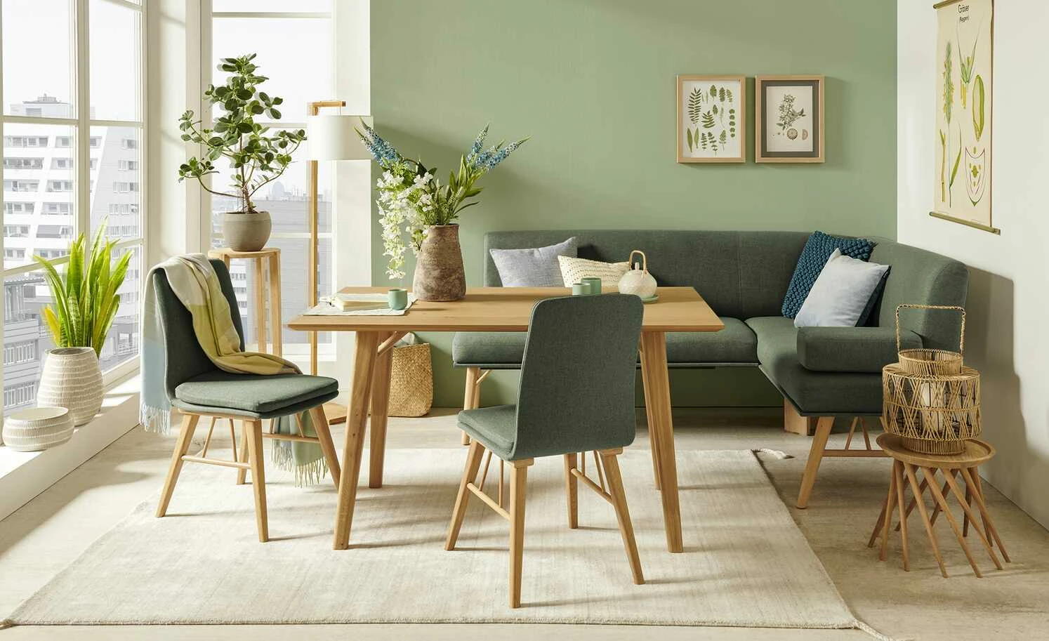 Polster-Eckbank E88 | Moosgrün links 190|cm 1 Polster-Eckbank E88 | Moosgrün links 190|cm