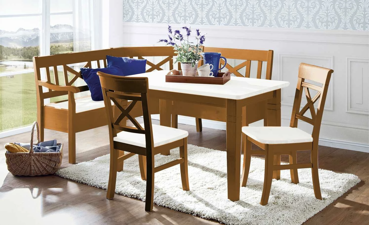 maison bleue Truheneckbank massiv Florian | bernsteinfarben / Weiß ca. 171 x 148 cm 1 maison bleue Truheneckbank massiv Florian | bernsteinfarben / Weiß ca. 171 x 148 cm