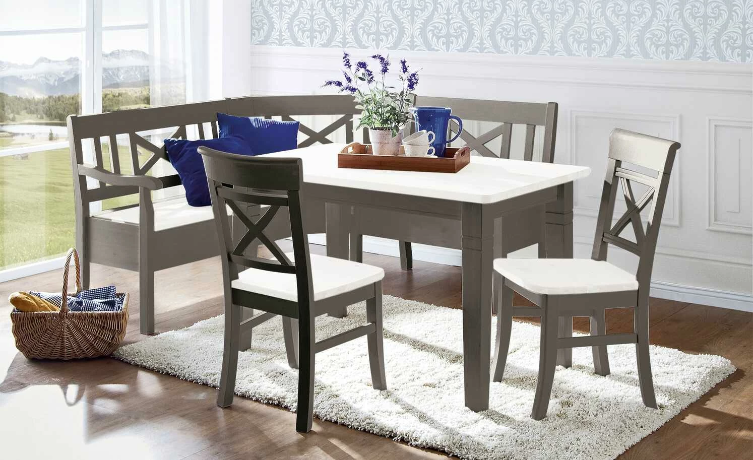 maison bleue Truheneckbank massiv Florian | Grau / Weiß ca. 171 x 148 cm 1 maison bleue Truheneckbank massiv Florian | Grau / Weiß ca. 171 x 148 cm