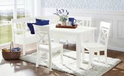 maison bleue Truheneckbank massiv Florian | Weiß ca. 214 x 171 cm