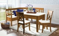 maison bleue Truheneckbank massiv Florian | bernsteinfarben / Weiß ca. 214 x 171 cm