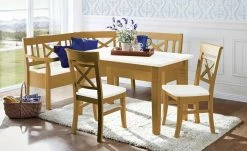 maison bleue Truheneckbank massiv Florian | laugenfarben / Weiß ca. 214 x 171 cm