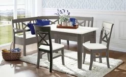 maison bleue Truheneckbank massiv Florian | Grau / Weiß ca. 214 x 171 cm