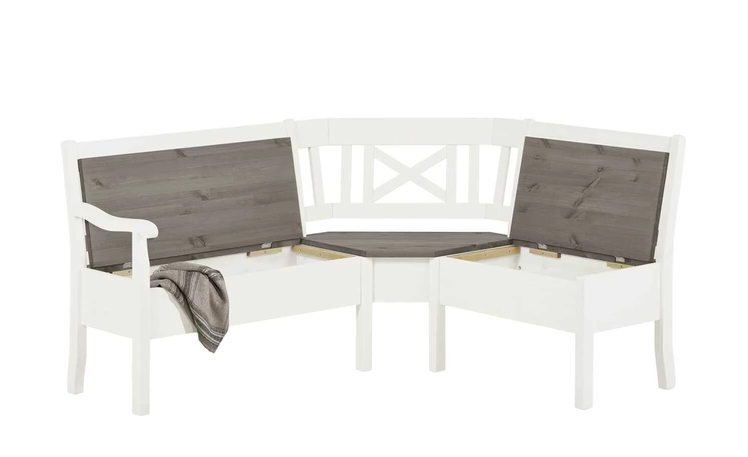 maison bleue Truheneckbank massiv Florian | Weiß / Grau ca. 214 x 148 cm 4 maison bleue Truheneckbank massiv Florian | Weiß / Grau ca. 214 x 148 cm – Bild 4