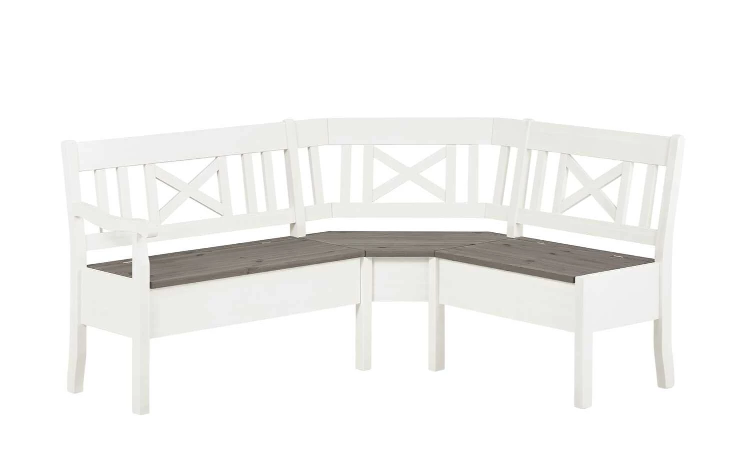 maison bleue Truheneckbank massiv Florian | Weiß / Grau ca. 214 x 148 cm 2 maison bleue Truheneckbank massiv Florian | Weiß / Grau ca. 214 x 148 cm – Bild 2