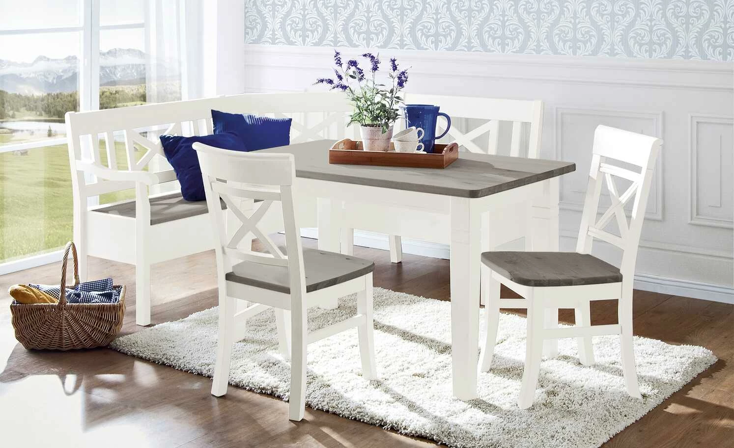 maison bleue Truheneckbank massiv Florian | Weiß / Grau ca. 214 x 148 cm 1 maison bleue Truheneckbank massiv Florian | Weiß / Grau ca. 214 x 148 cm