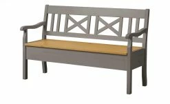 maison bleue Sitzbank mit Stauraum massiv Florian | Grau / laugenfarben